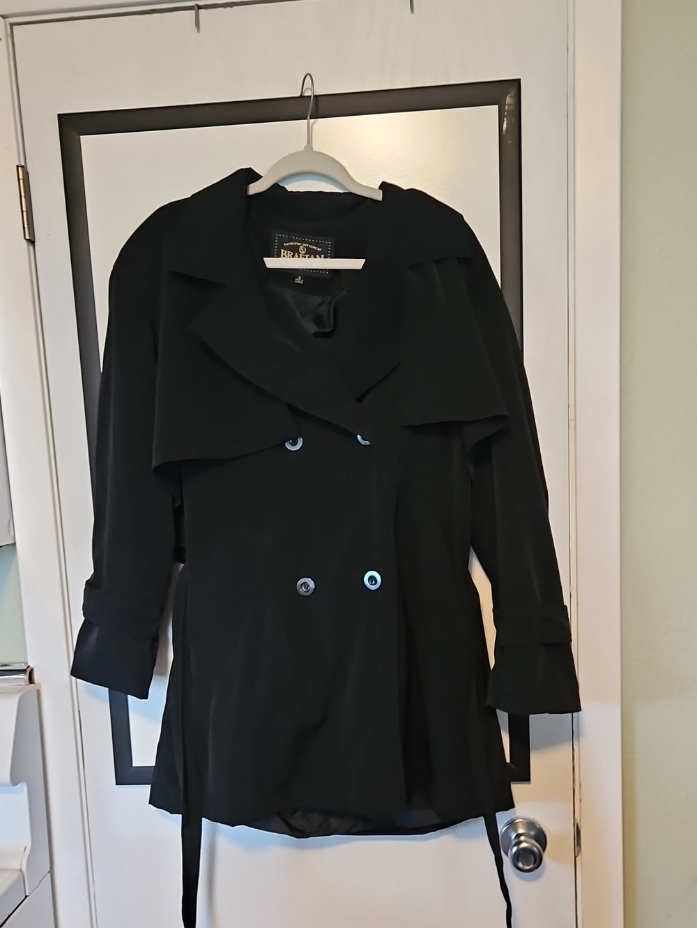Braetan Black Double-Breasted Trench Coat with Belt